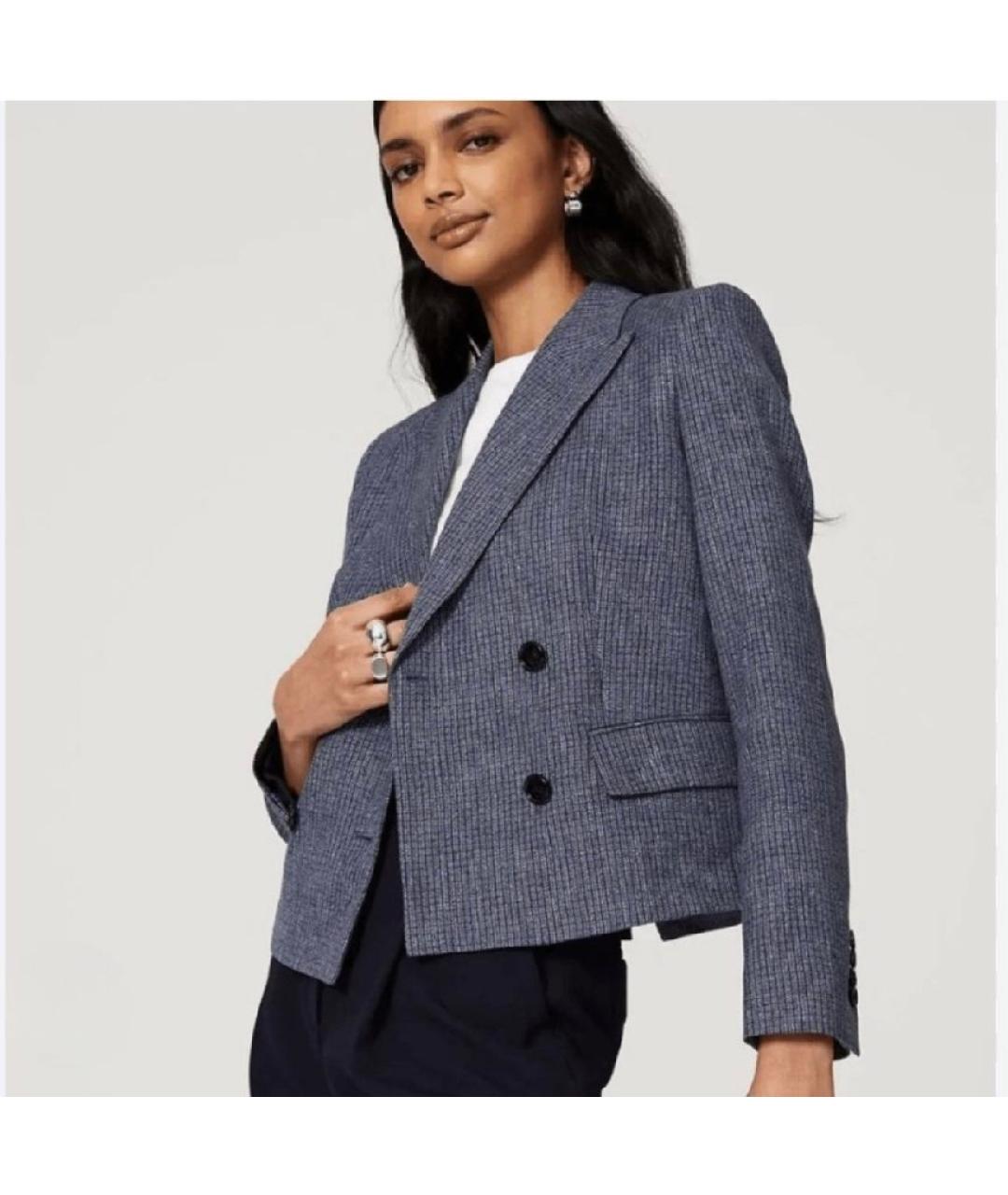 HUGO BOSS Темно-синий льняной жакет/пиджак, фото 2