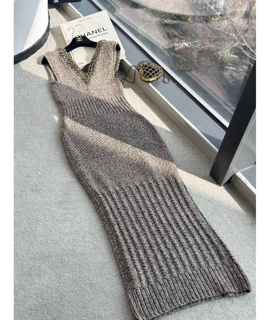 CHANEL Бежевое шерстяное повседневное платье, фото 8