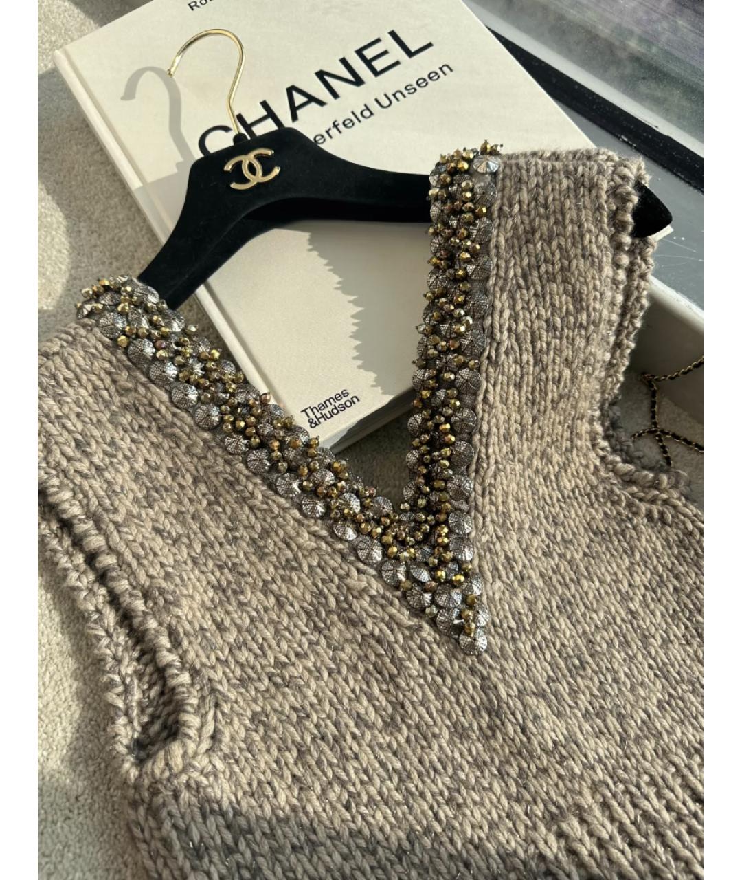 CHANEL Бежевое шерстяное повседневное платье, фото 3