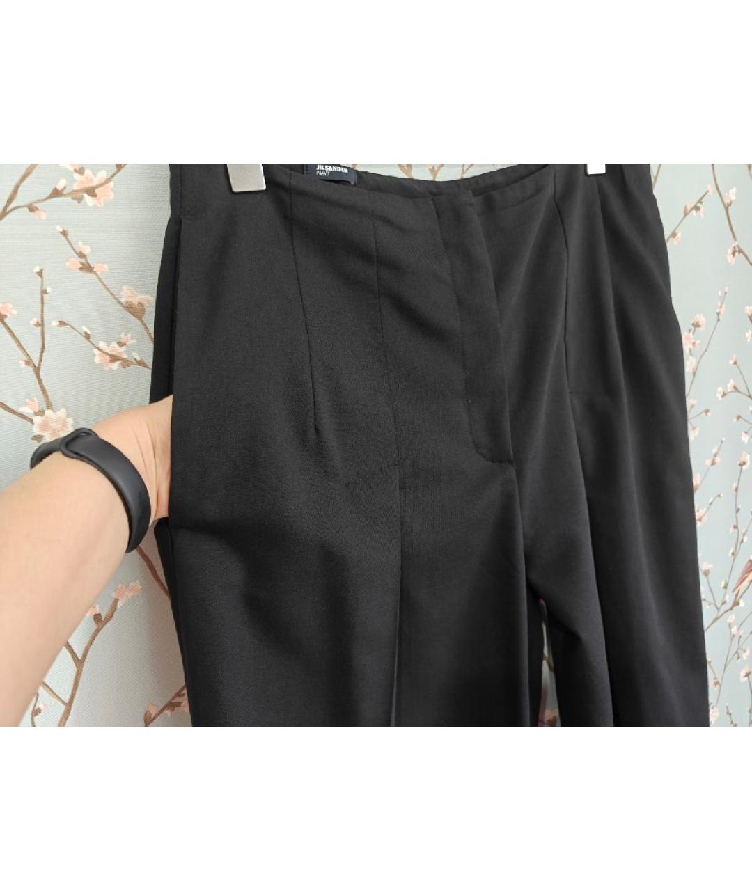 JIL SANDER Черные шерстяные прямые брюки, фото 3
