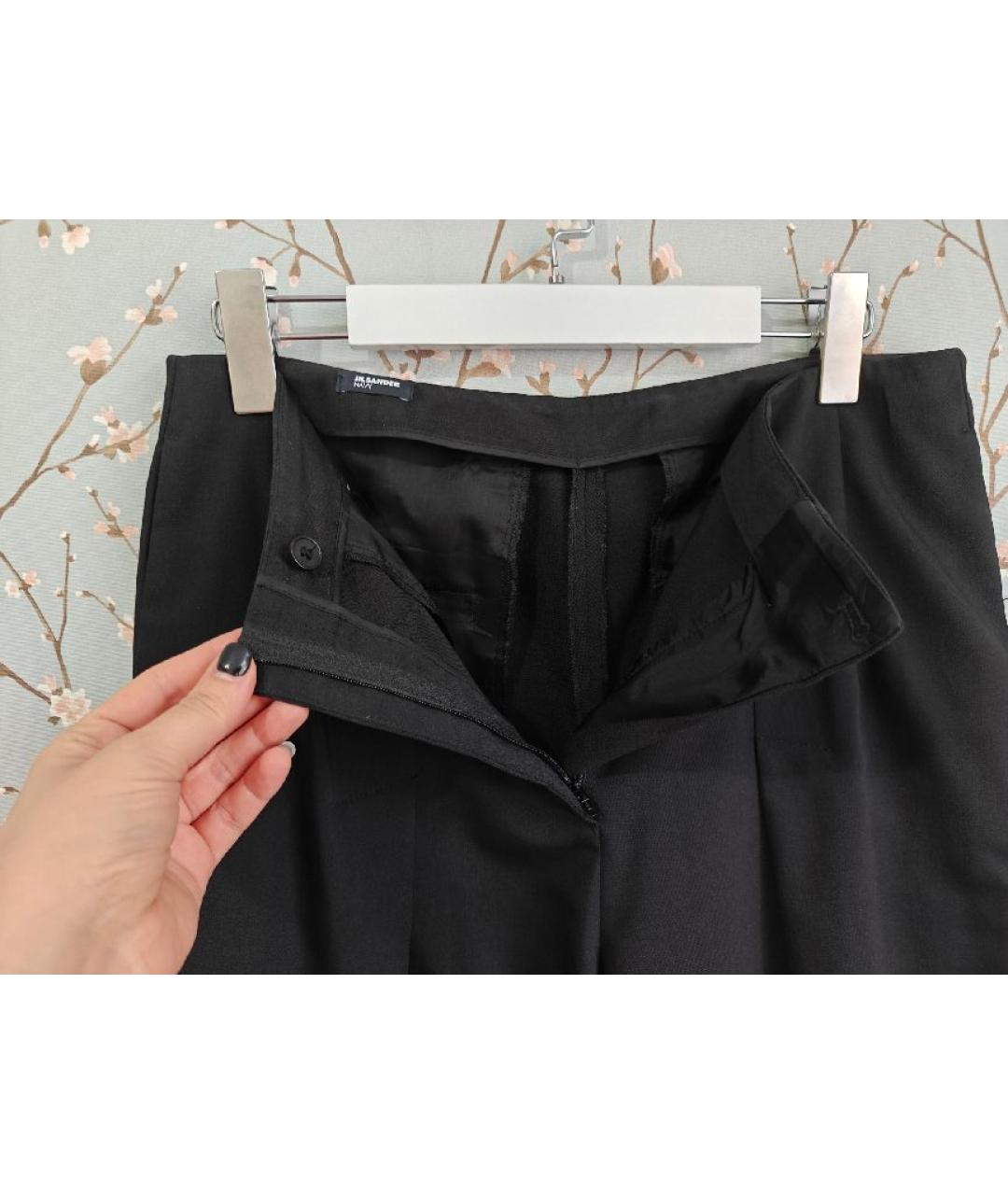 JIL SANDER Черные шерстяные прямые брюки, фото 6