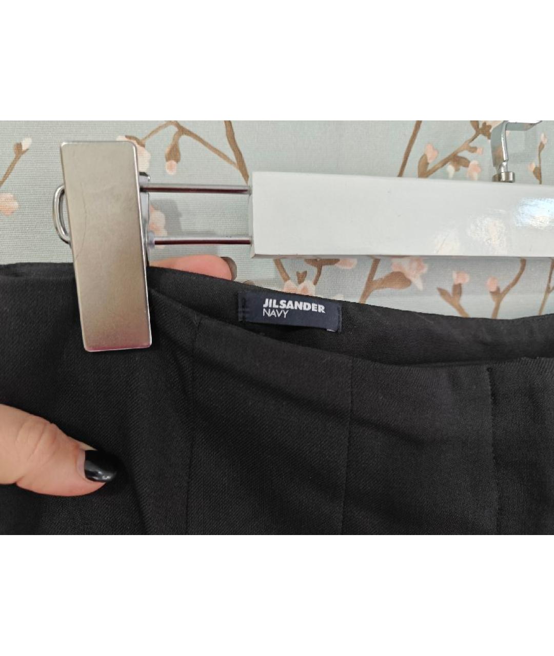 JIL SANDER Черные шерстяные прямые брюки, фото 5