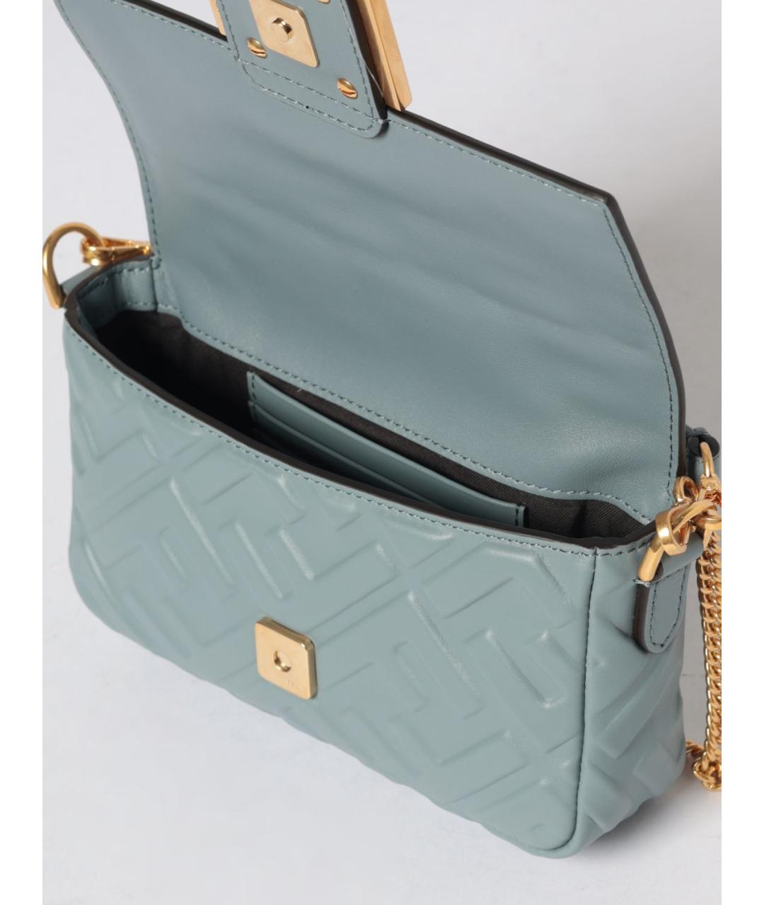 FENDI Голубая кожаная сумка через плечо, фото 5
