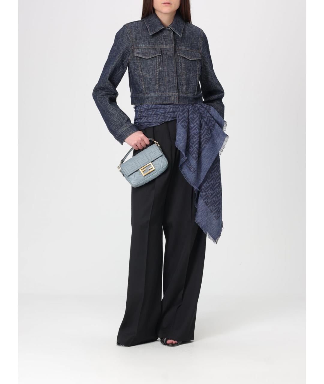 FENDI Голубая кожаная сумка через плечо, фото 2