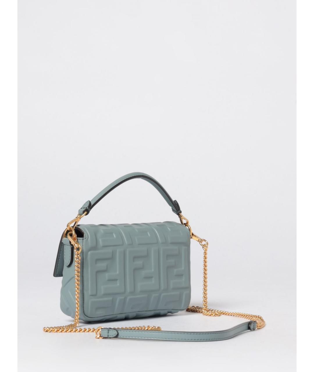 FENDI Голубая кожаная сумка через плечо, фото 3