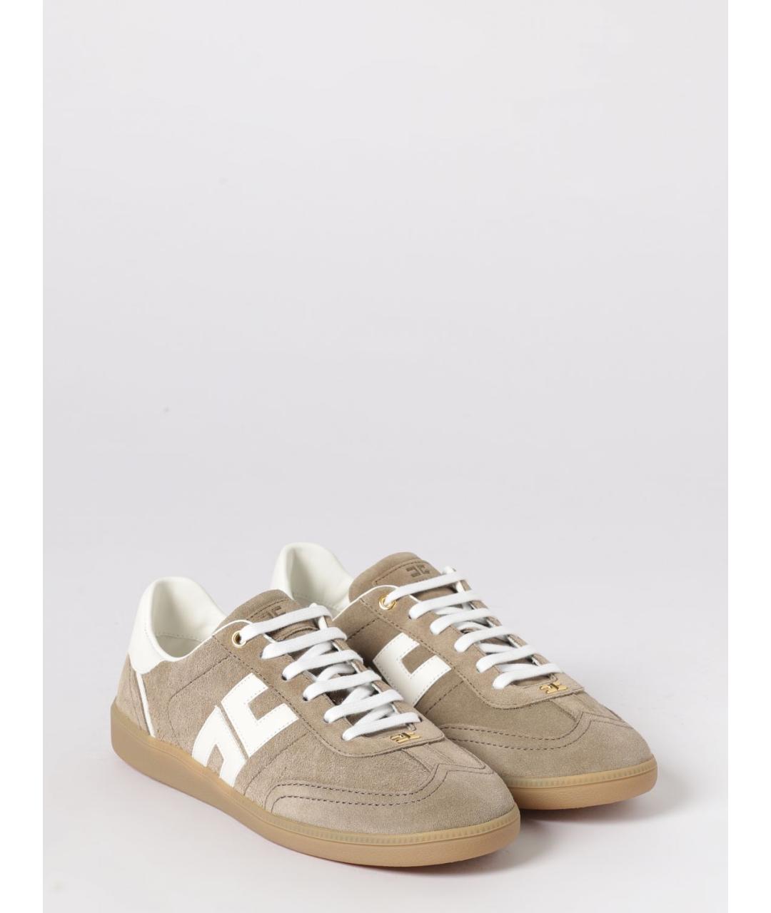 ELISABETTA FRANCHI Бежевые замшевые кроссовки, фото 2