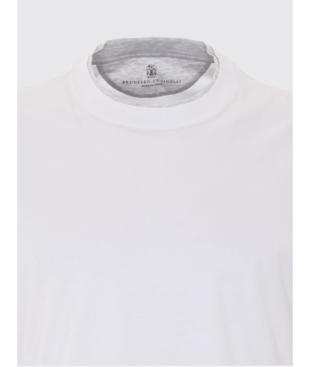 BRUNELLO CUCINELLI Белая хлопковая футболка, фото 4