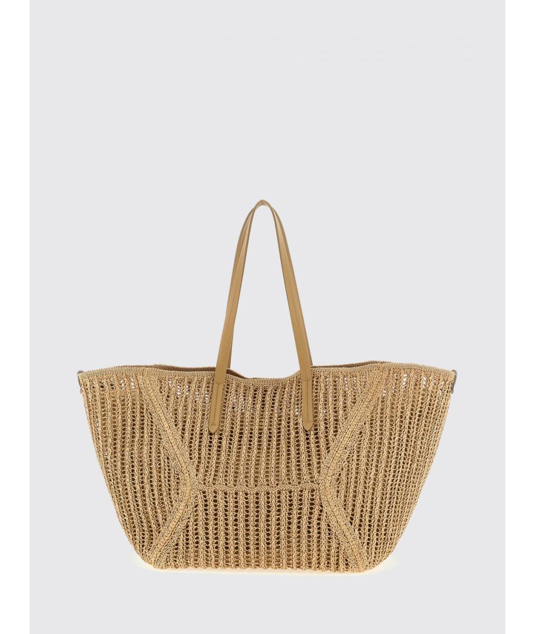 BRUNELLO CUCINELLI Бежевая пелетеная сумка тоут, фото 5