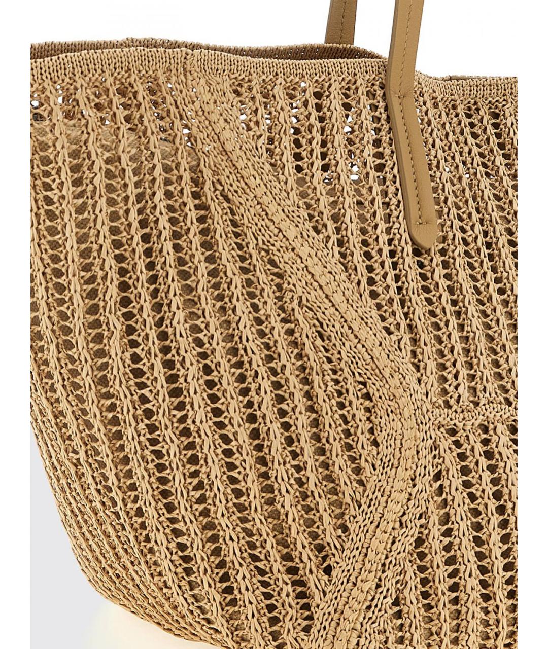 BRUNELLO CUCINELLI Бежевая пелетеная сумка тоут, фото 3