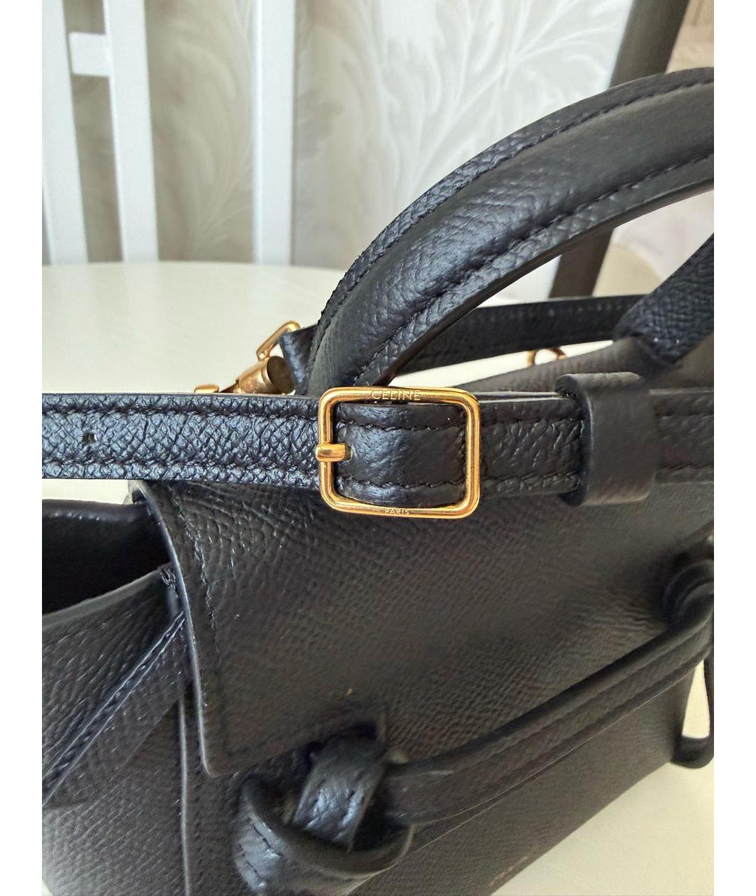 CELINE Черная кожаная сумка с короткими ручками, фото 5