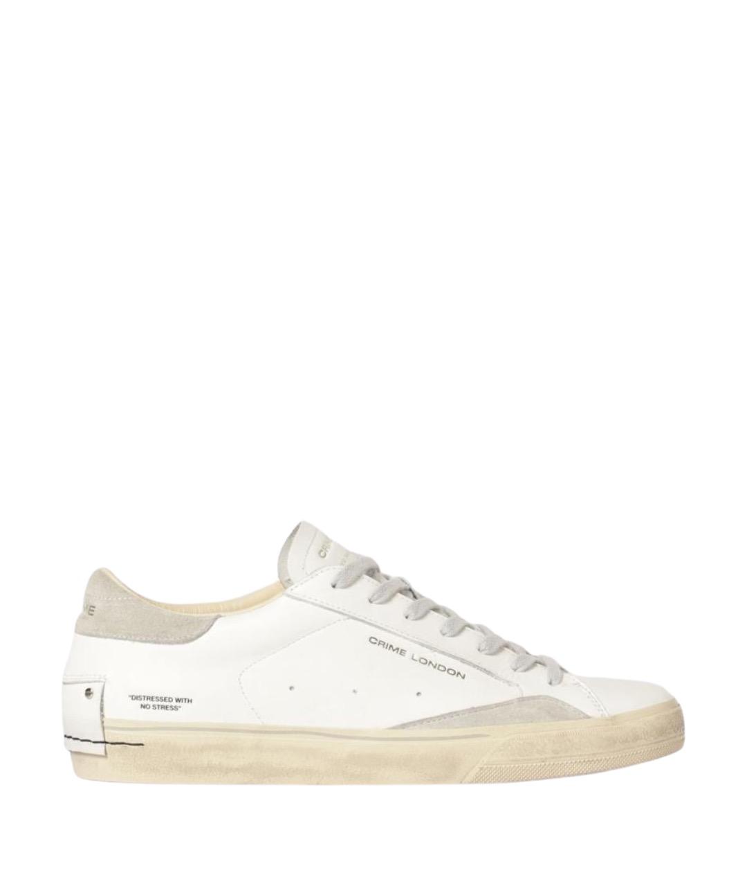 CRIME LONDON Белые кожаные низкие кроссовки / кеды, фото 1