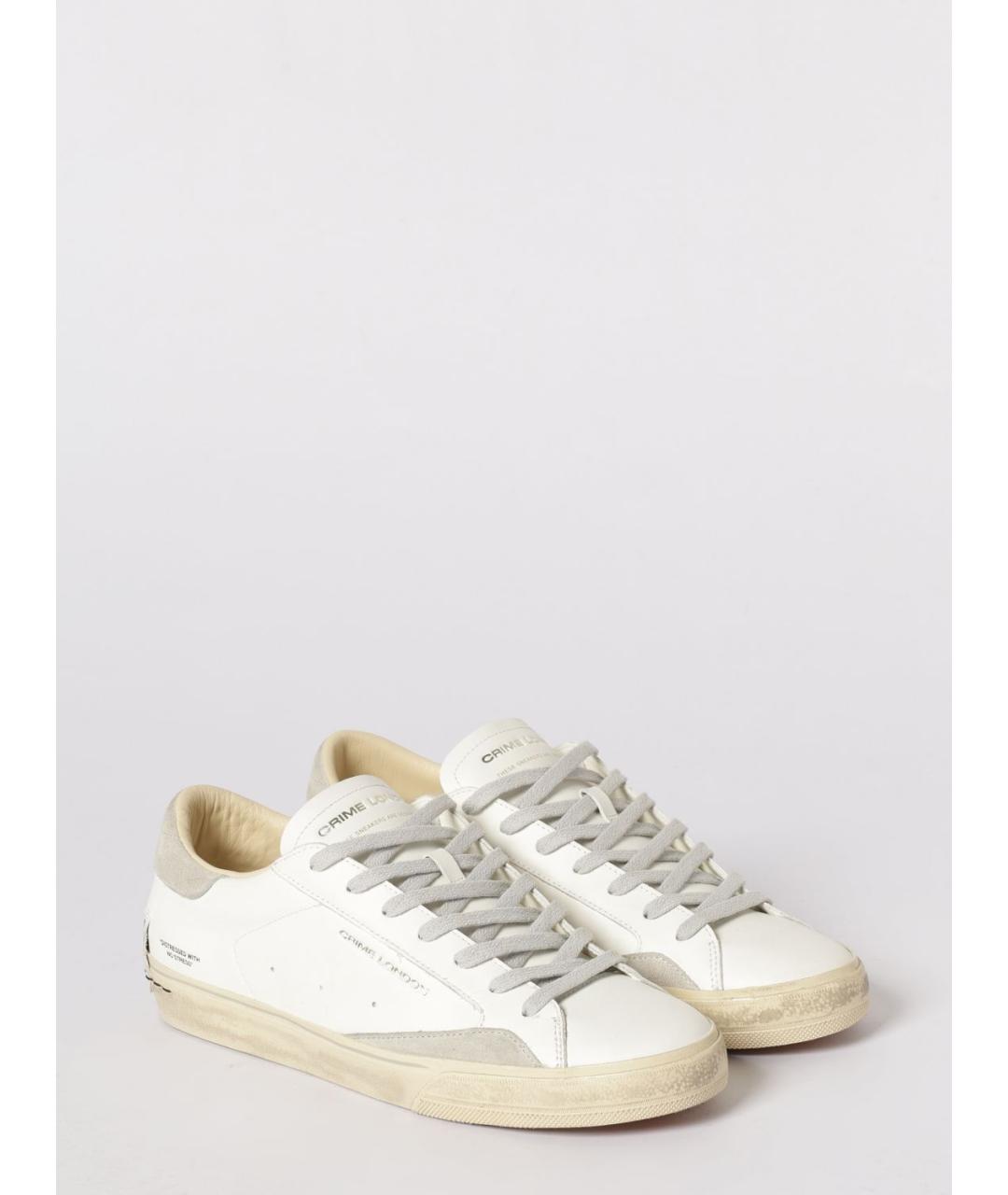 CRIME LONDON Белые кожаные низкие кроссовки / кеды, фото 2