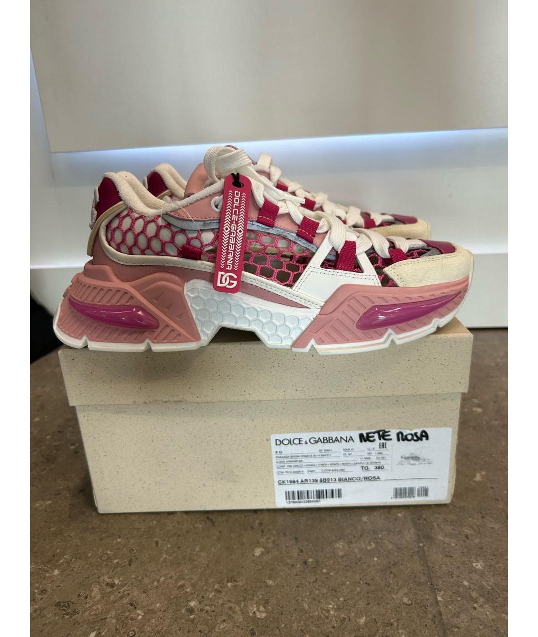 DOLCE&GABBANA Коралловые кожаные кроссовки, фото 6