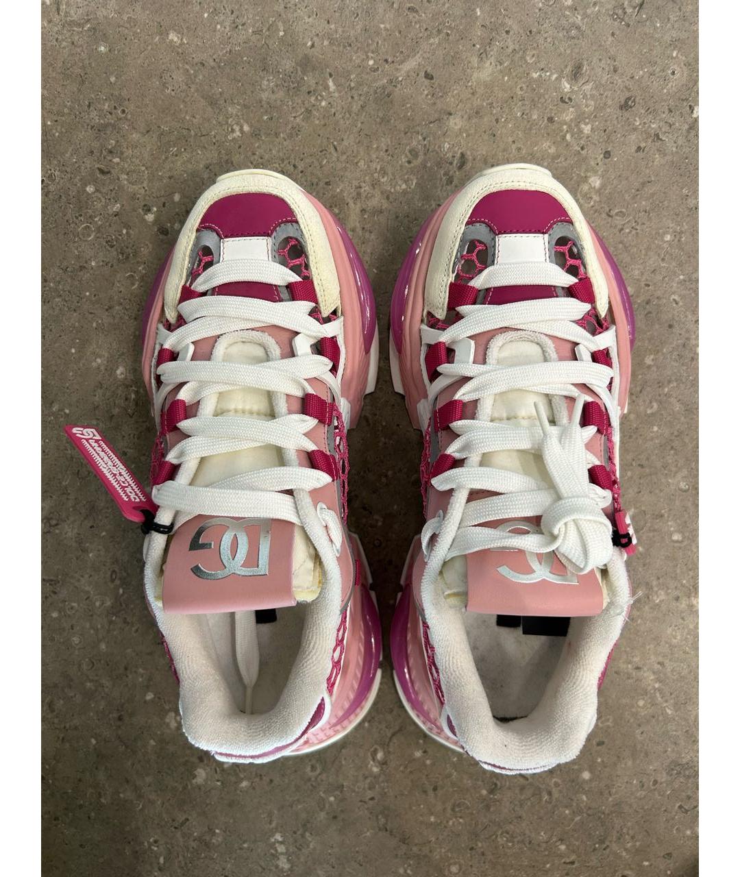 DOLCE&GABBANA Коралловые кожаные кроссовки, фото 3