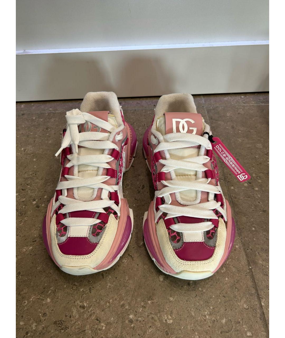 DOLCE&GABBANA Коралловые кожаные кроссовки, фото 2