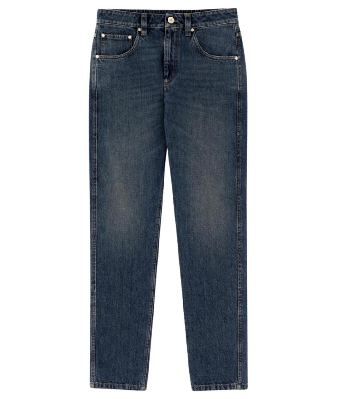 BRUNELLO CUCINELLI Синие хлопковые прямые джинсы, фото 1