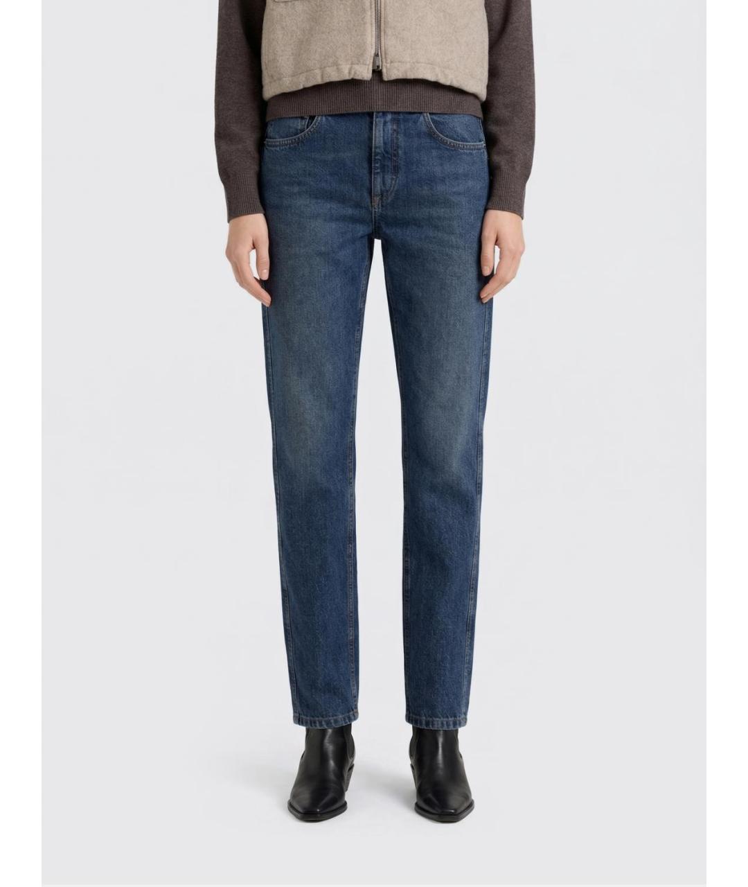 BRUNELLO CUCINELLI Синие хлопковые прямые джинсы, фото 2