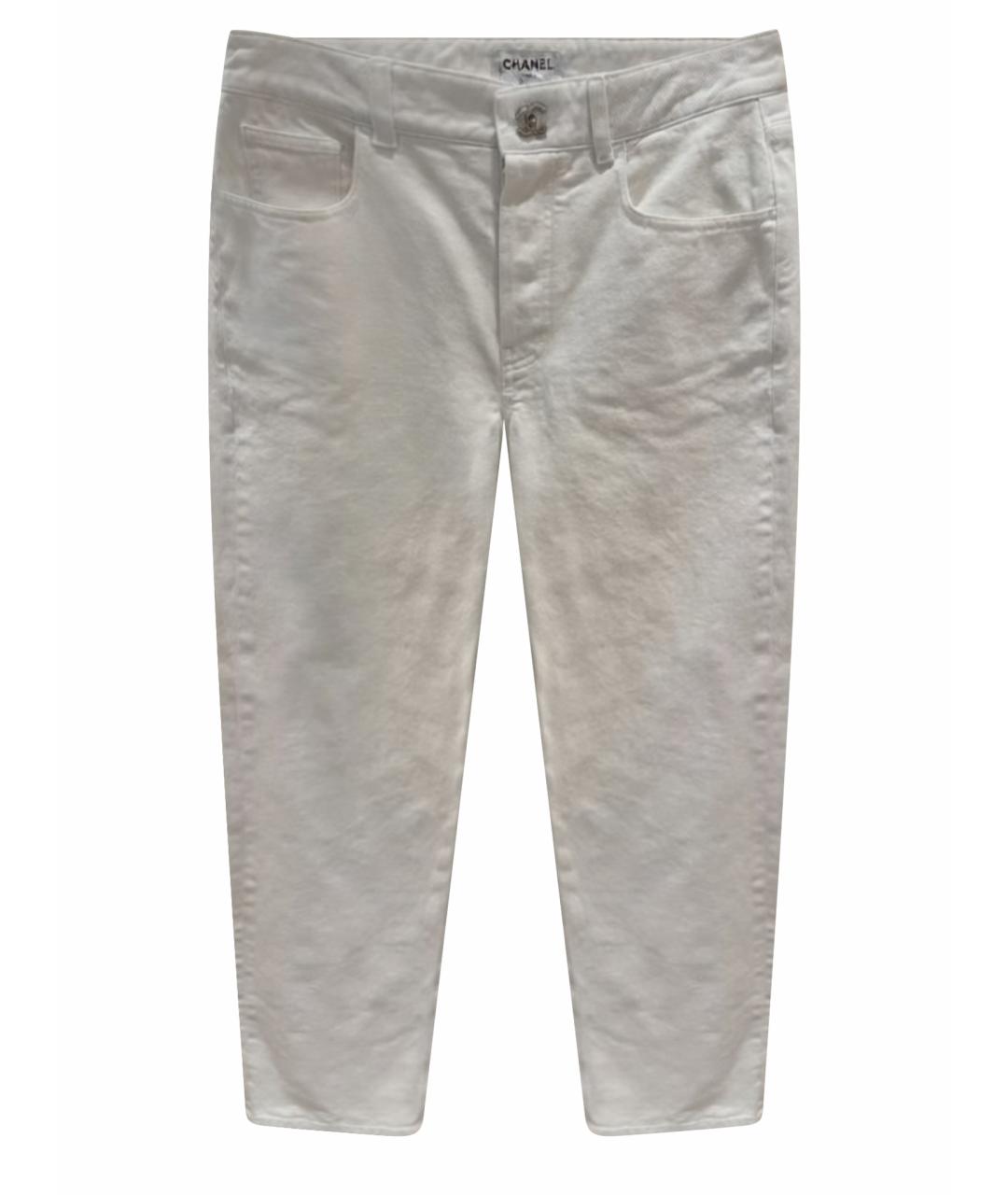 CHANEL Белые хлопковые джинсы слим, фото 1