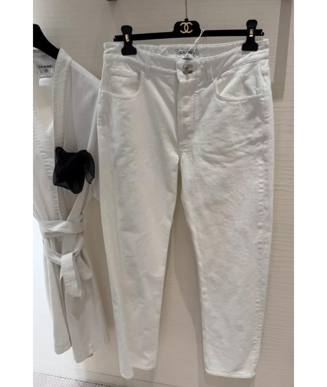 CHANEL Белые хлопковые джинсы слим, фото 2