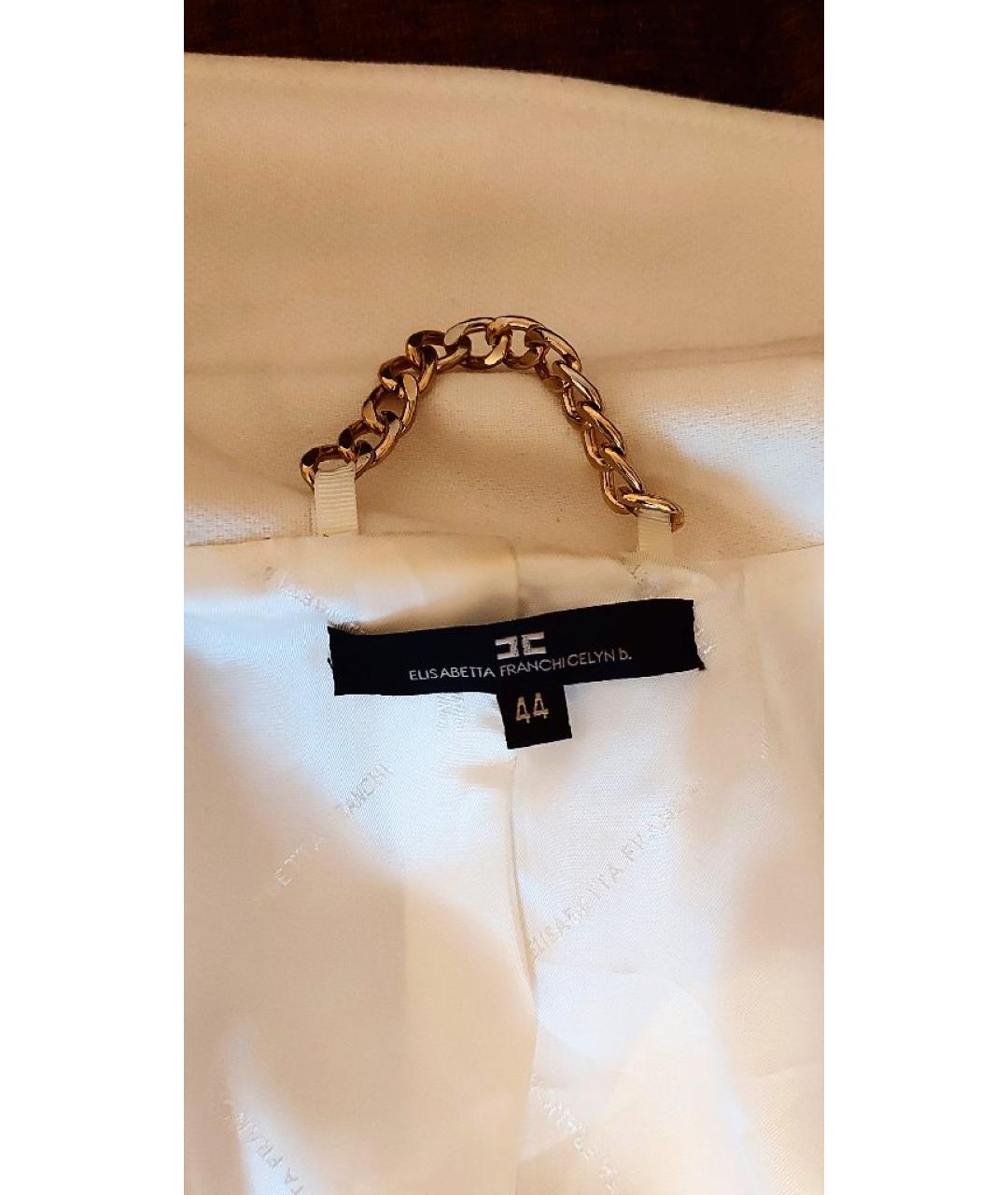 ELISABETTA FRANCHI Белое полиэстеровое пальто, фото 3