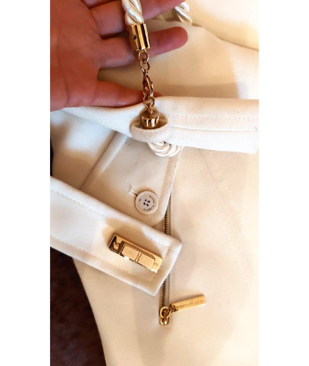 ELISABETTA FRANCHI Белое полиэстеровое пальто, фото 4