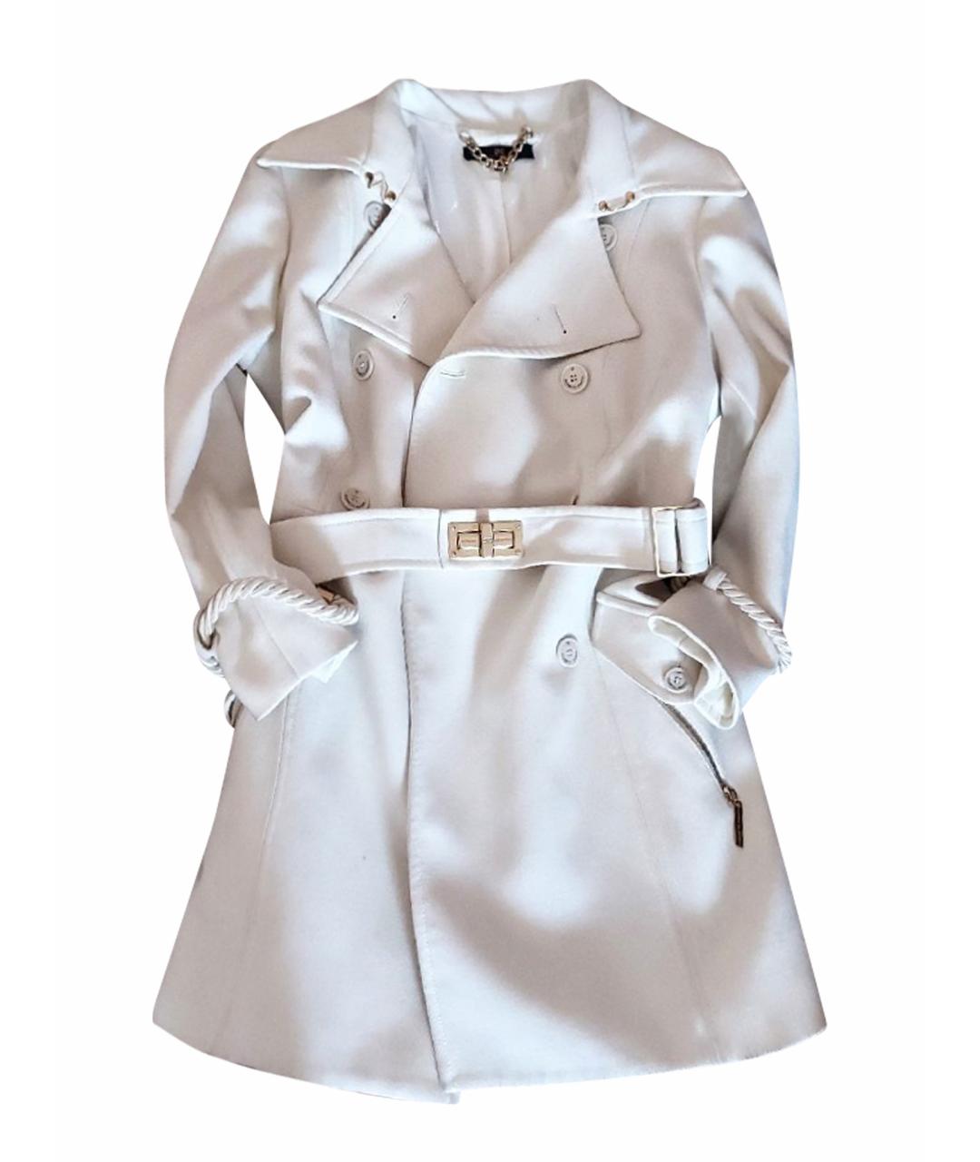 ELISABETTA FRANCHI Белое полиэстеровое пальто, фото 1
