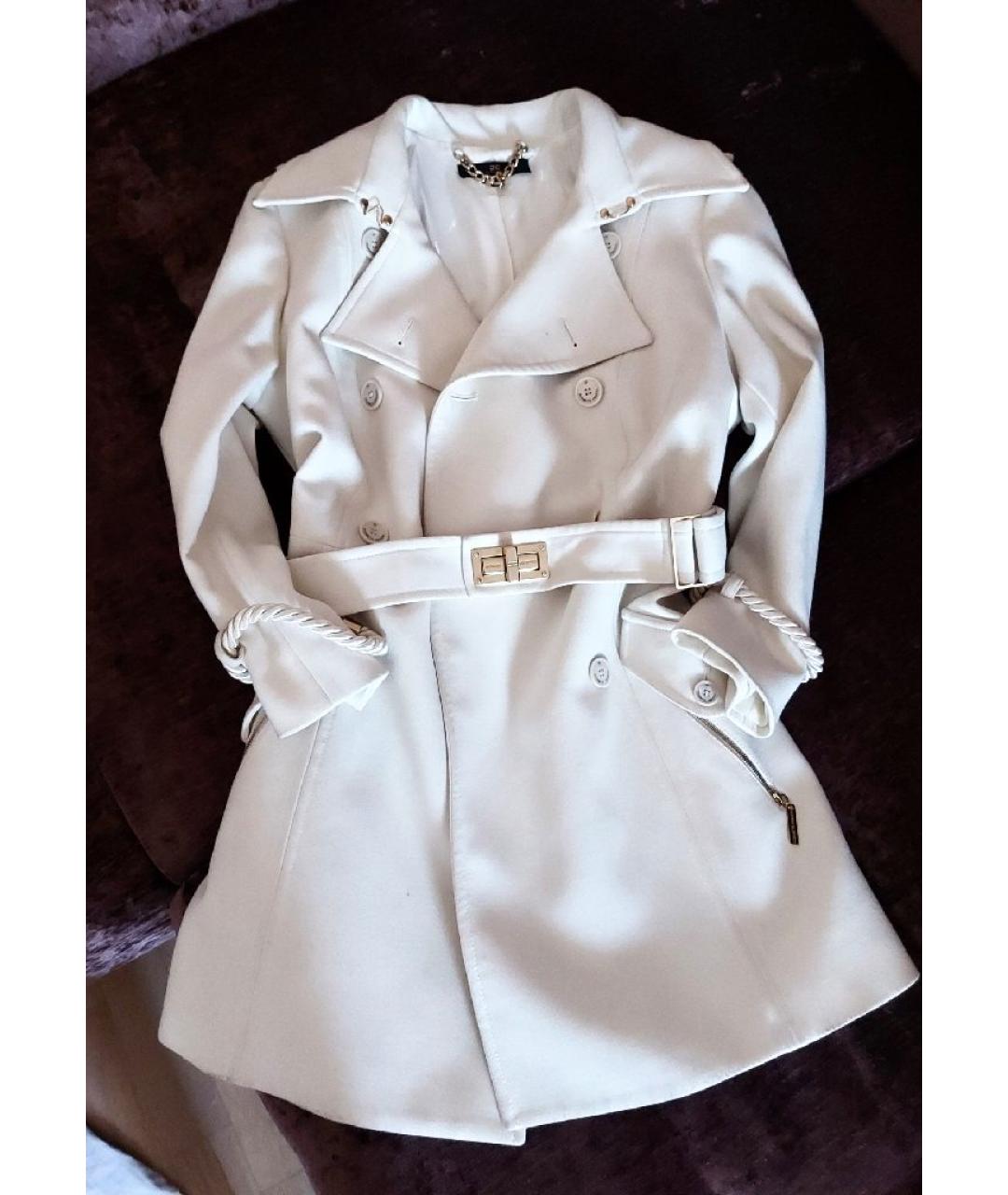 ELISABETTA FRANCHI Белое полиэстеровое пальто, фото 6