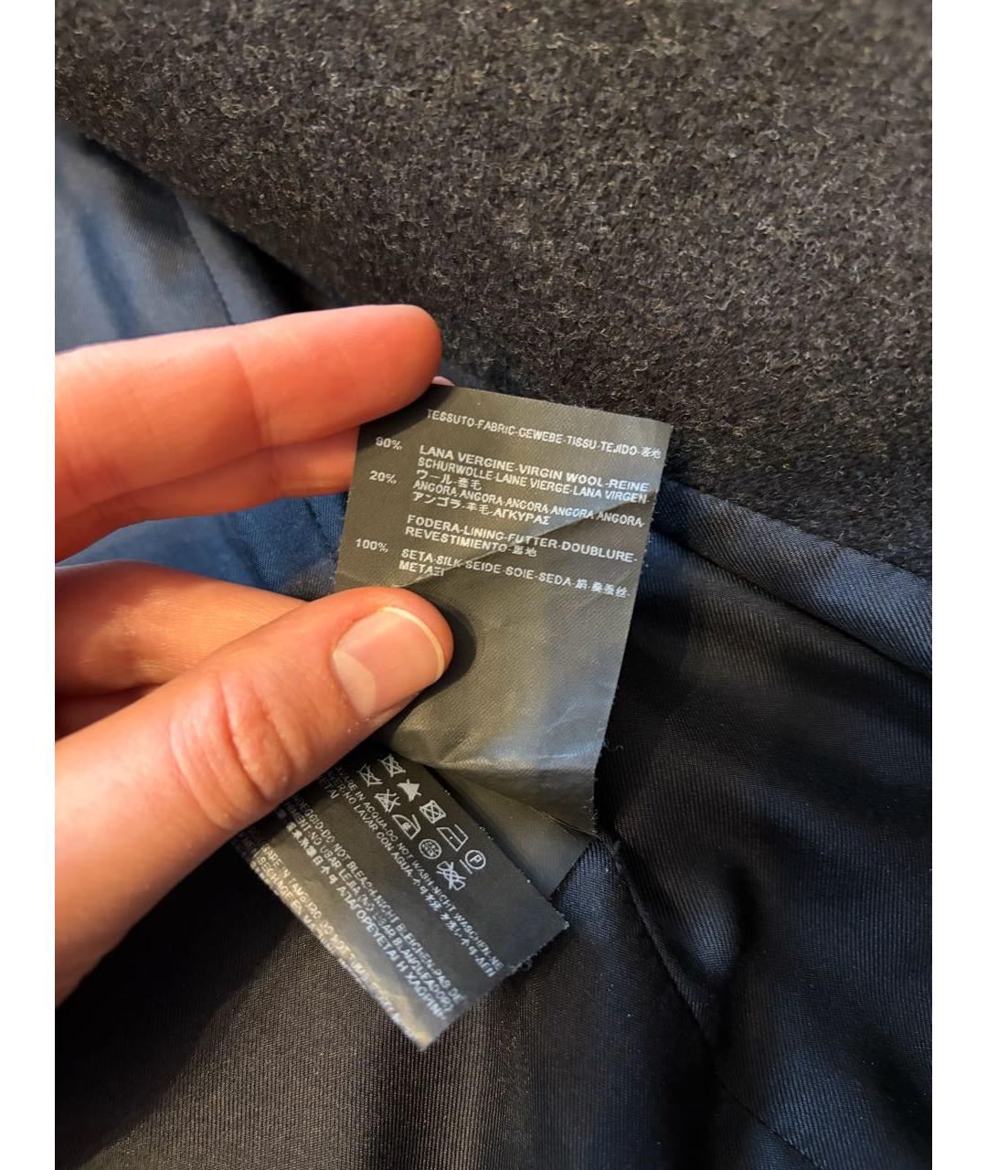 SAINT LAURENT Серое шерстяное пальто, фото 6