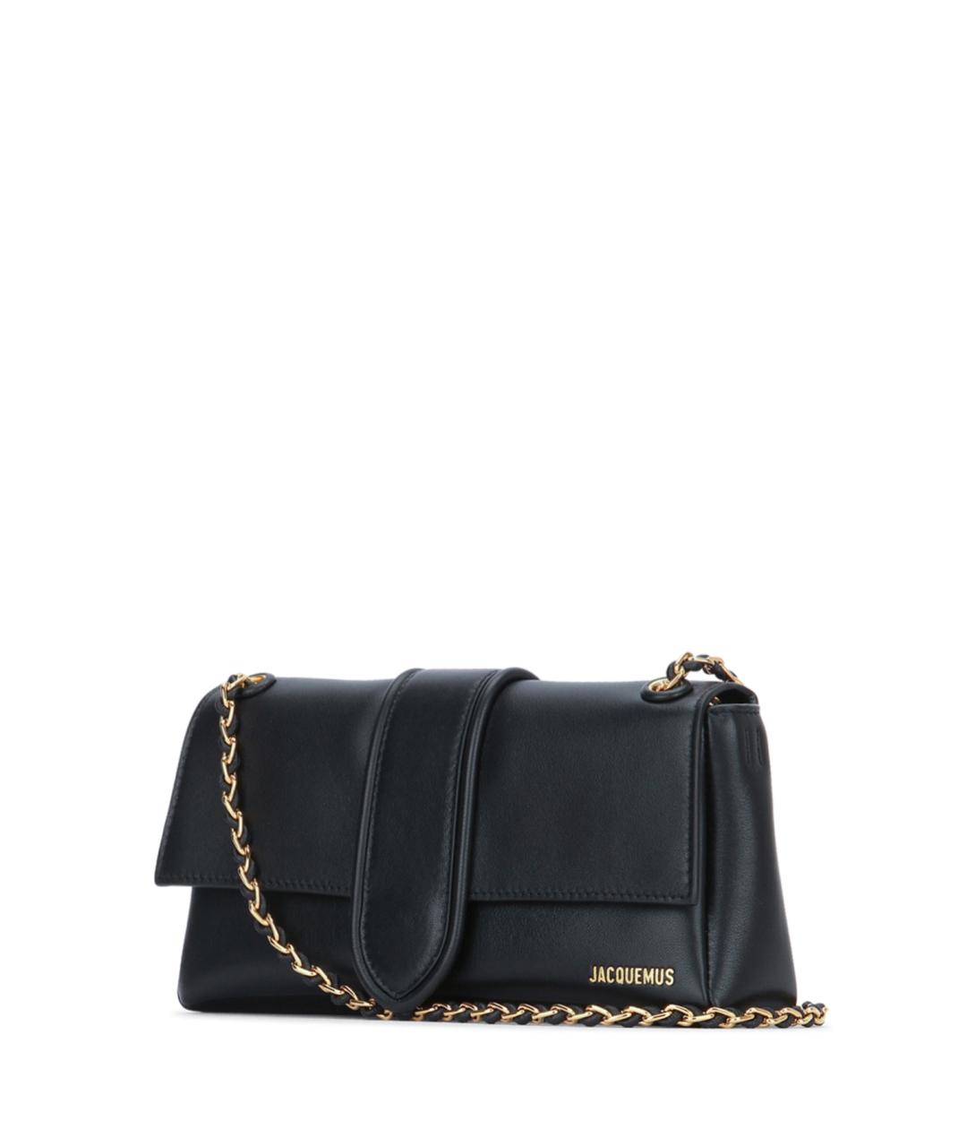 JACQUEMUS Черная кожаная сумка через плечо, фото 2