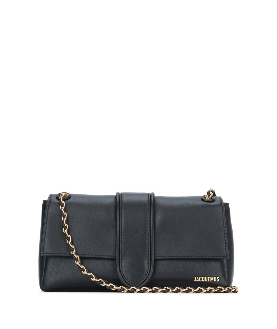 JACQUEMUS Черная кожаная сумка через плечо, фото 1