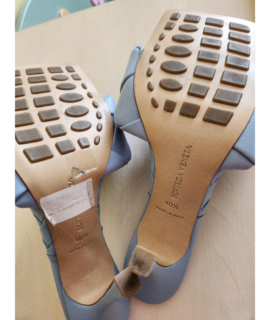 BOTTEGA VENETA Голубые кожаные мюли, фото 5