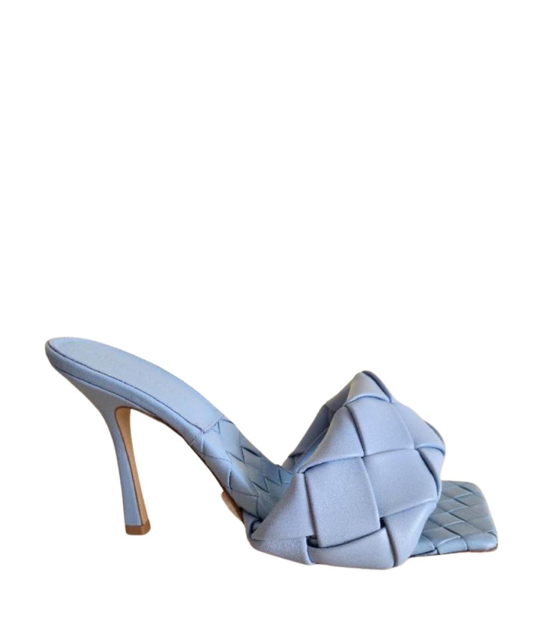 BOTTEGA VENETA Голубые кожаные мюли, фото 1