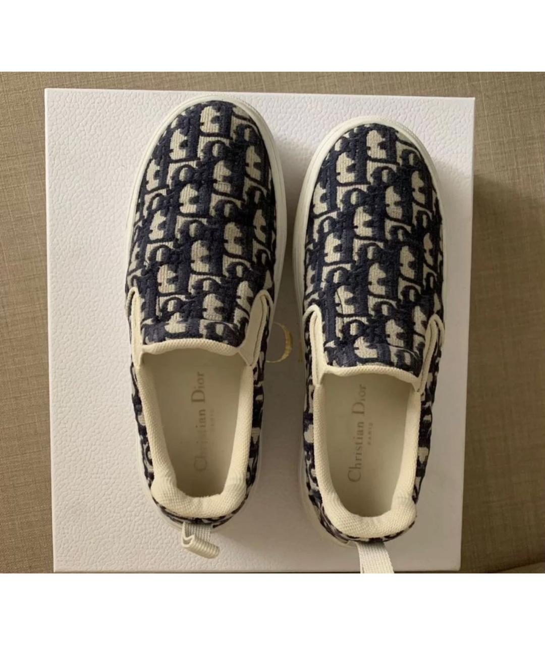 CHRISTIAN DIOR Синие текстильные слипоны, фото 4