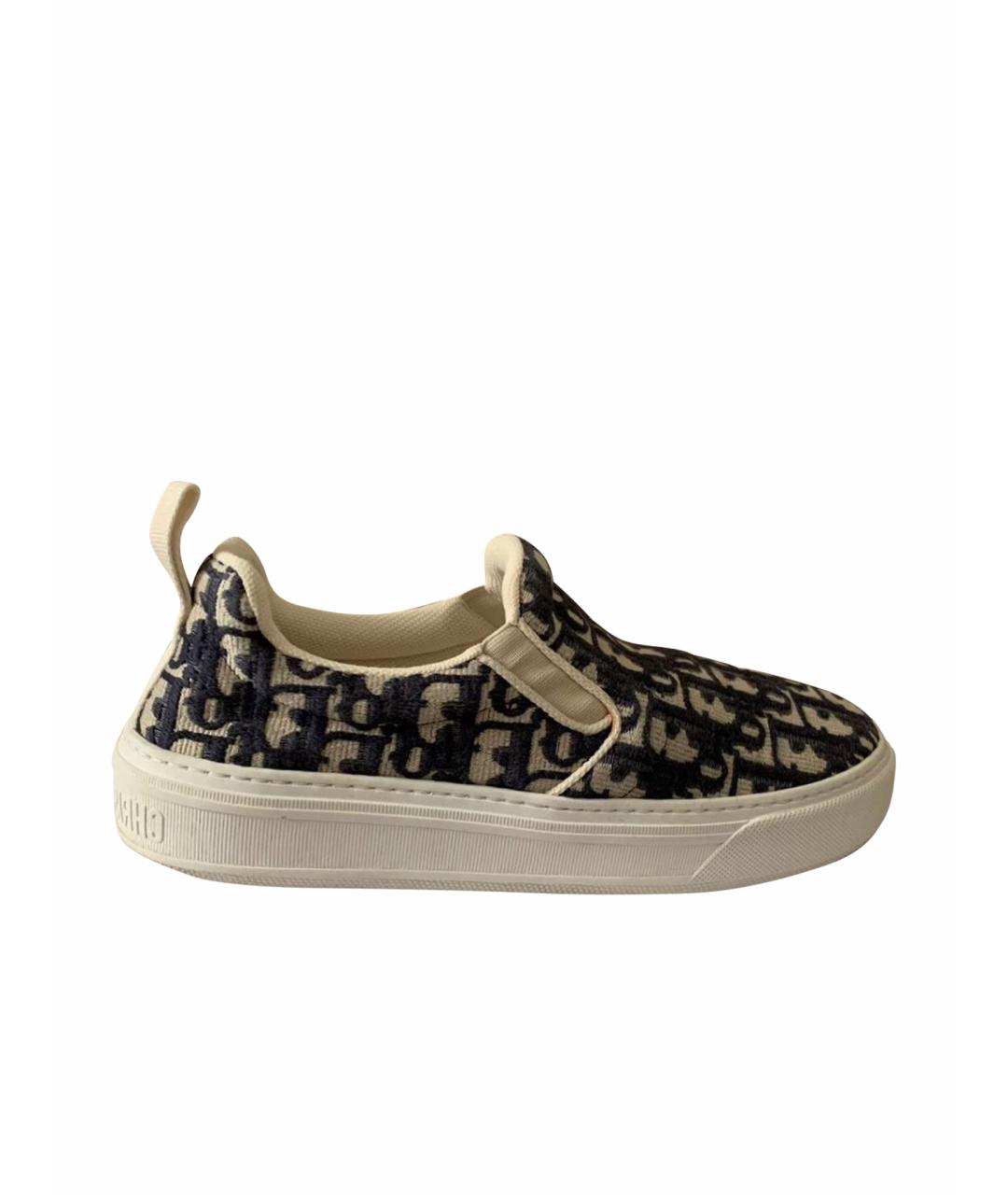 CHRISTIAN DIOR Синие текстильные слипоны, фото 1