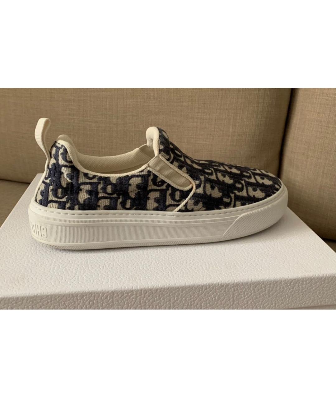 CHRISTIAN DIOR Синие текстильные слипоны, фото 5