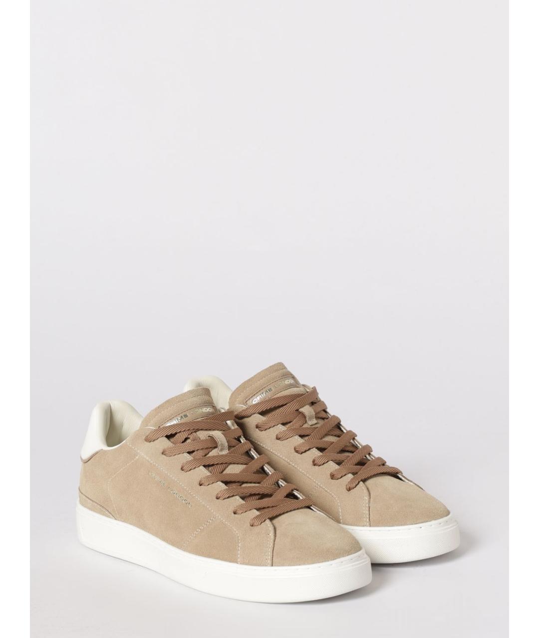 CRIME LONDON Бежевые замшевые низкие кроссовки / кеды, фото 2