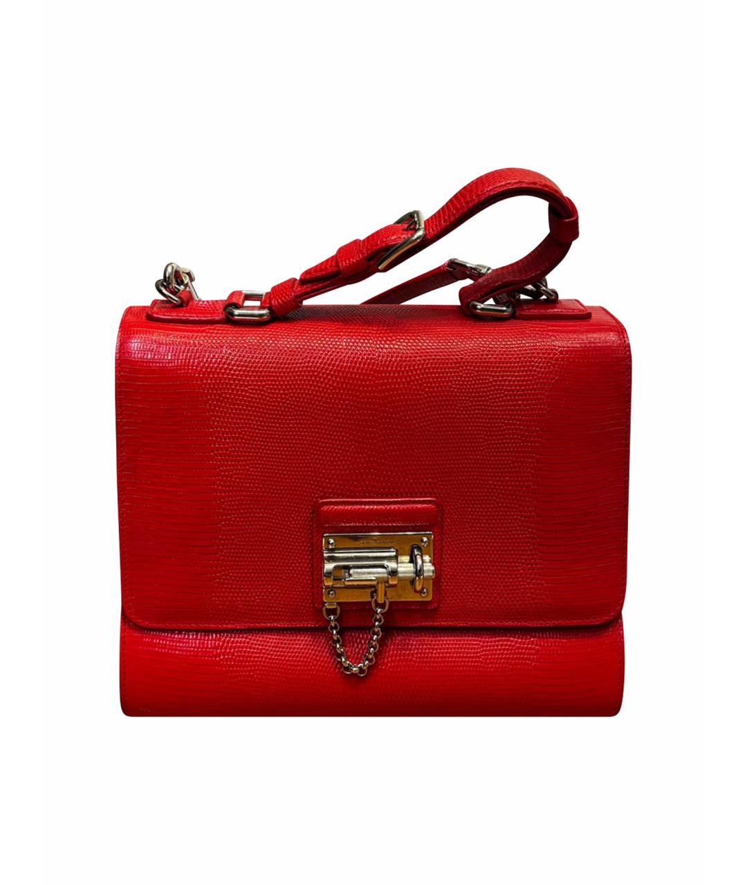 DOLCE&GABBANA Красная кожаная сумка с короткими ручками, фото 1