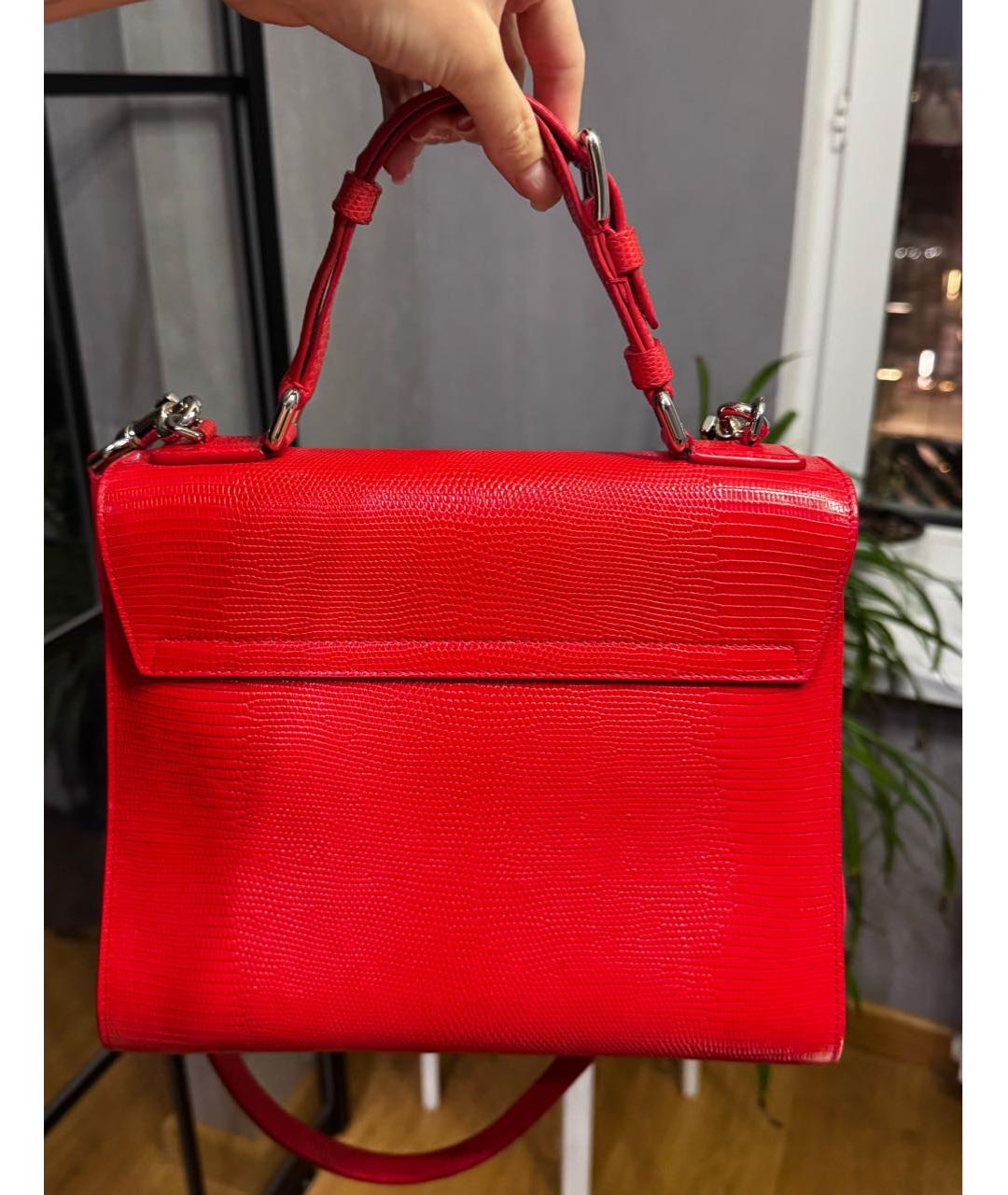 DOLCE&GABBANA Красная кожаная сумка с короткими ручками, фото 3