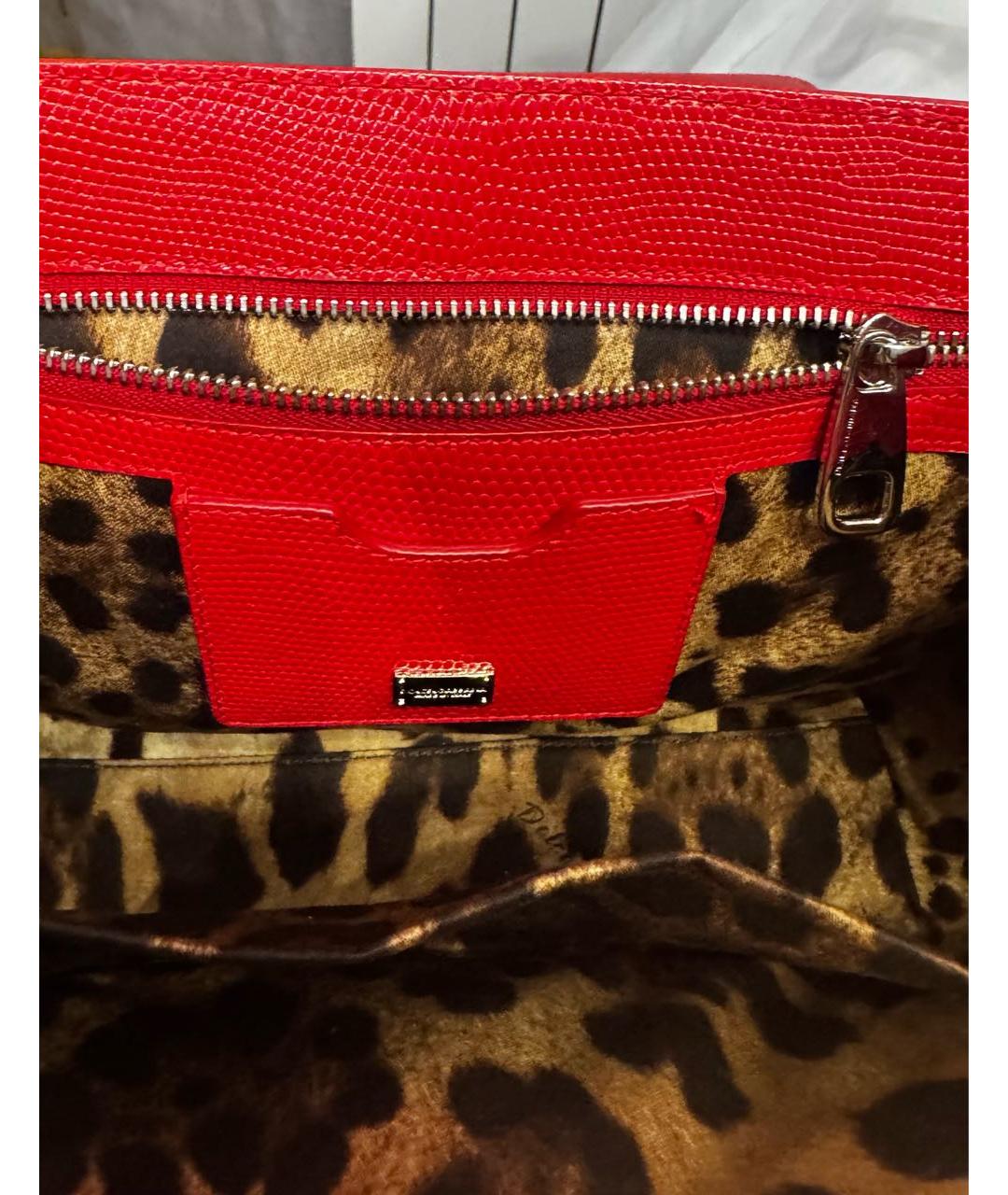DOLCE&GABBANA Красная кожаная сумка с короткими ручками, фото 4