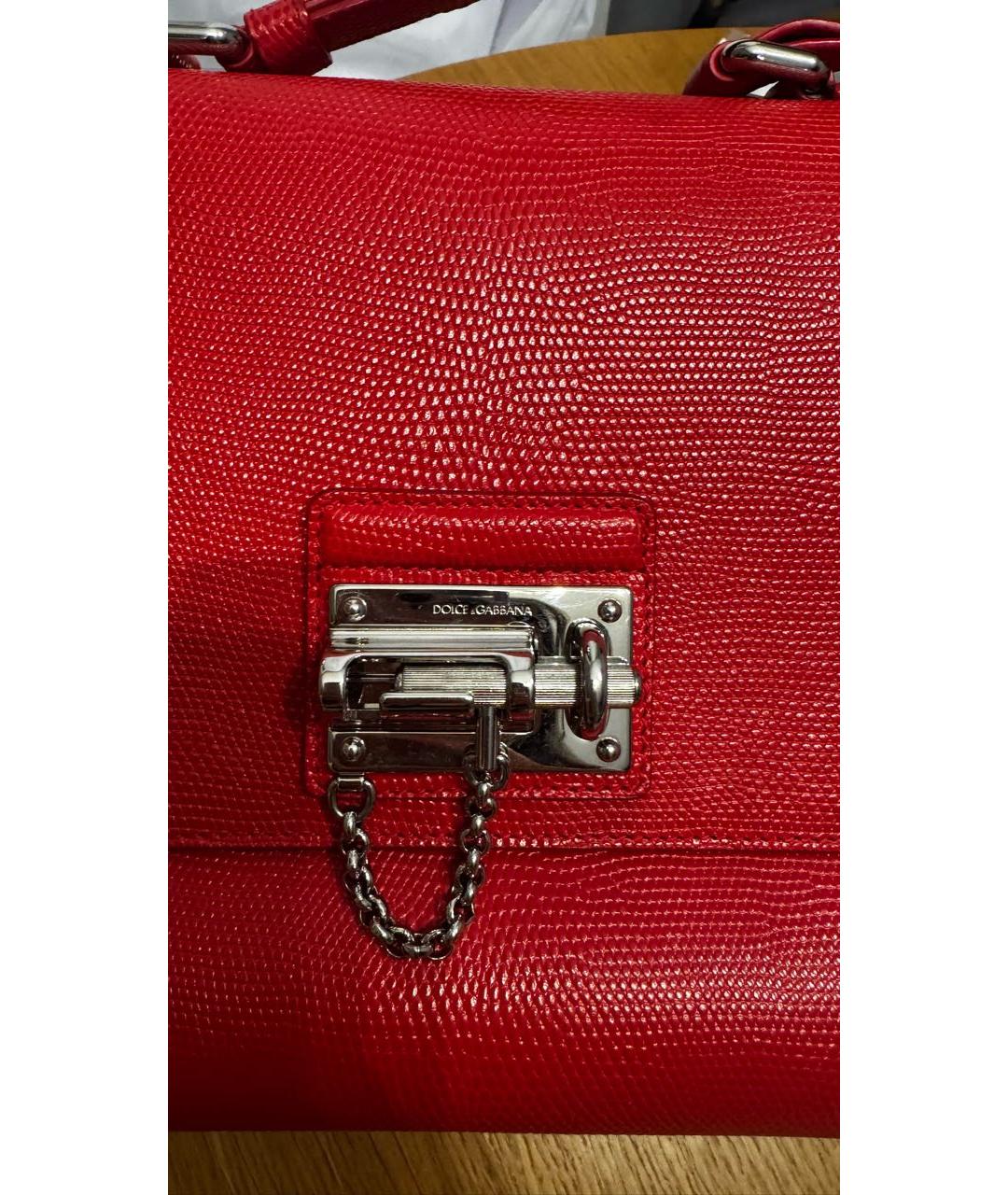 DOLCE&GABBANA Красная кожаная сумка с короткими ручками, фото 5