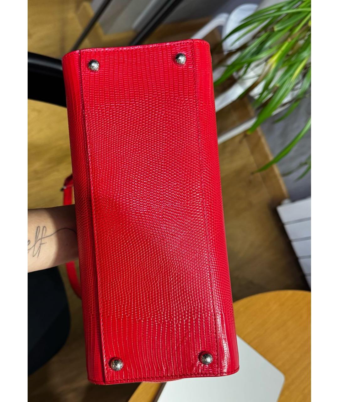 DOLCE&GABBANA Красная кожаная сумка с короткими ручками, фото 6