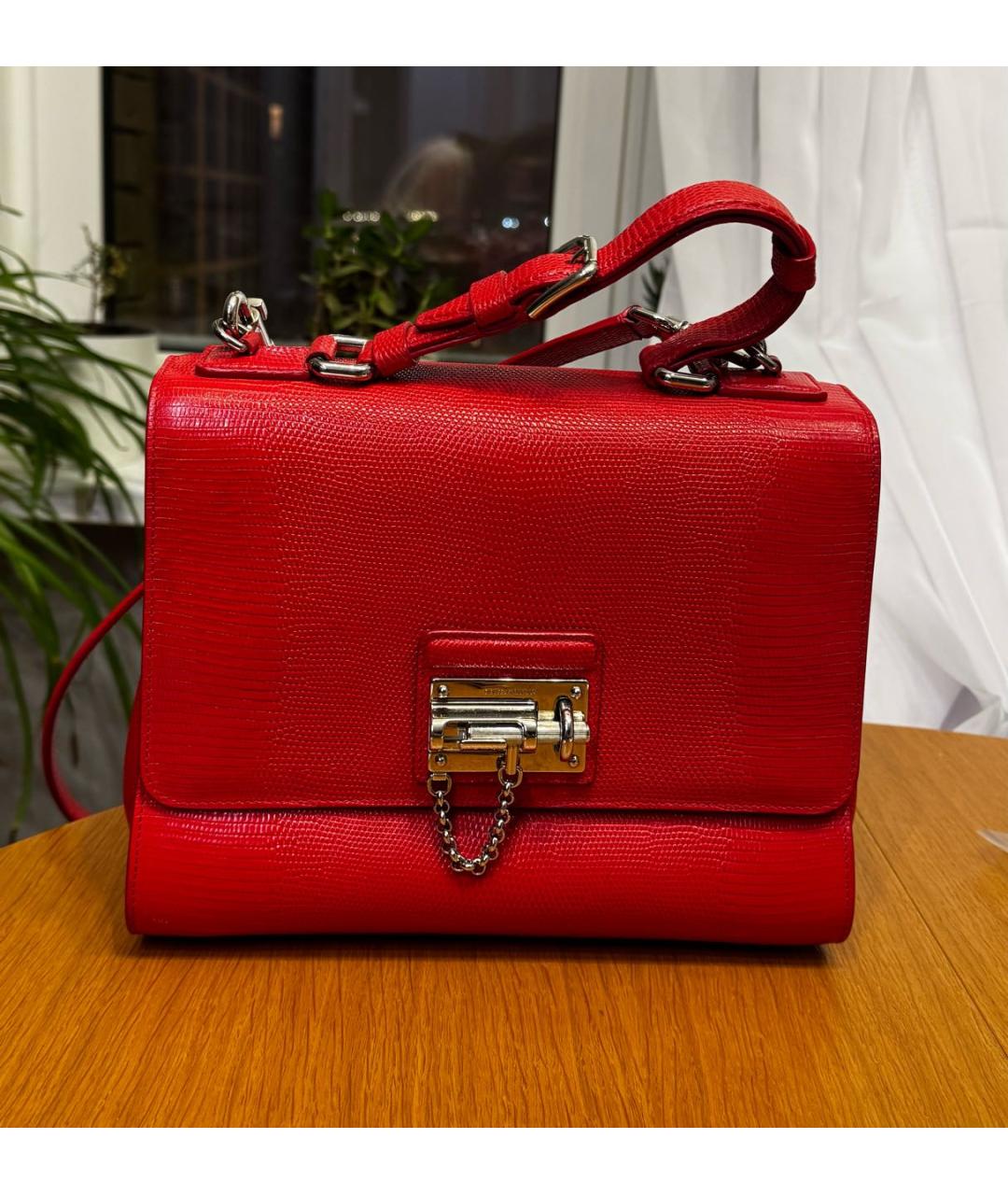 DOLCE&GABBANA Красная кожаная сумка с короткими ручками, фото 7