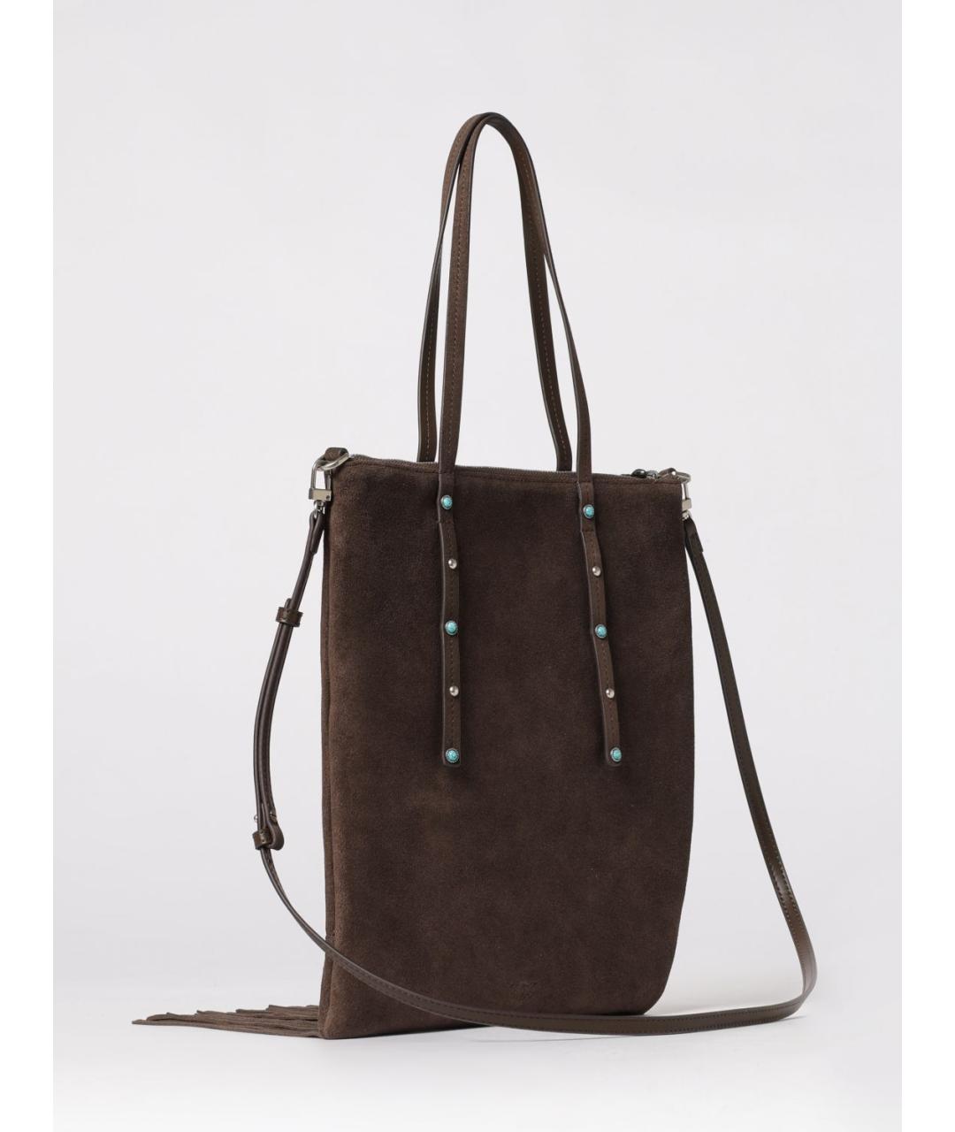 PINKO Коричневая замшевая сумка тоут, фото 2