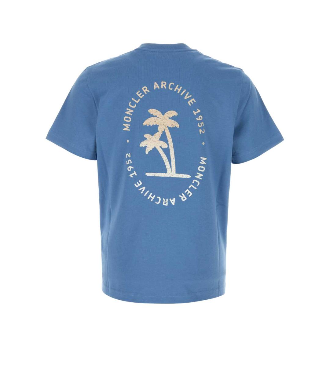 MONCLER Голубая хлопковая футболка, фото 2
