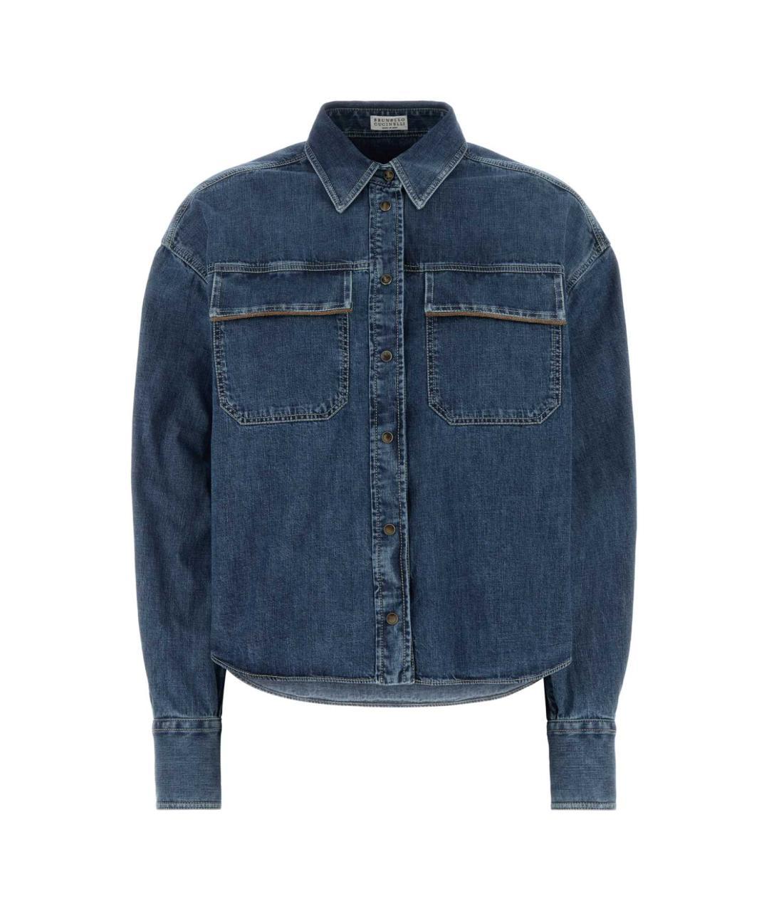 BRUNELLO CUCINELLI Синяя хлопковая рубашка, фото 3