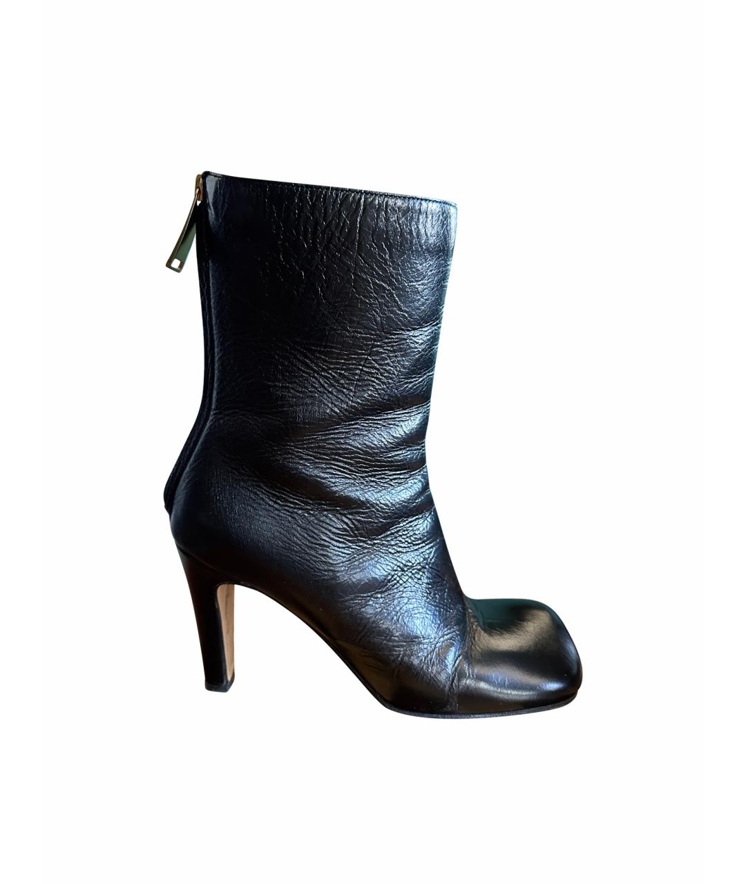 BOTTEGA VENETA Черные кожаные ботильоны, фото 1