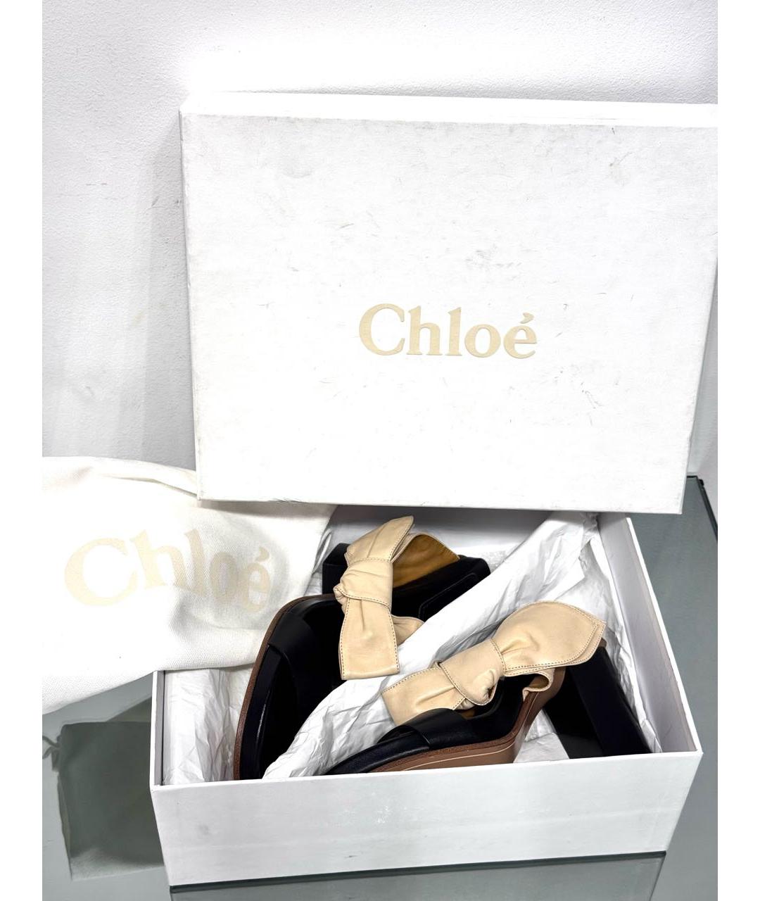 CHLOE Бежевые кожаные босоножки, фото 8