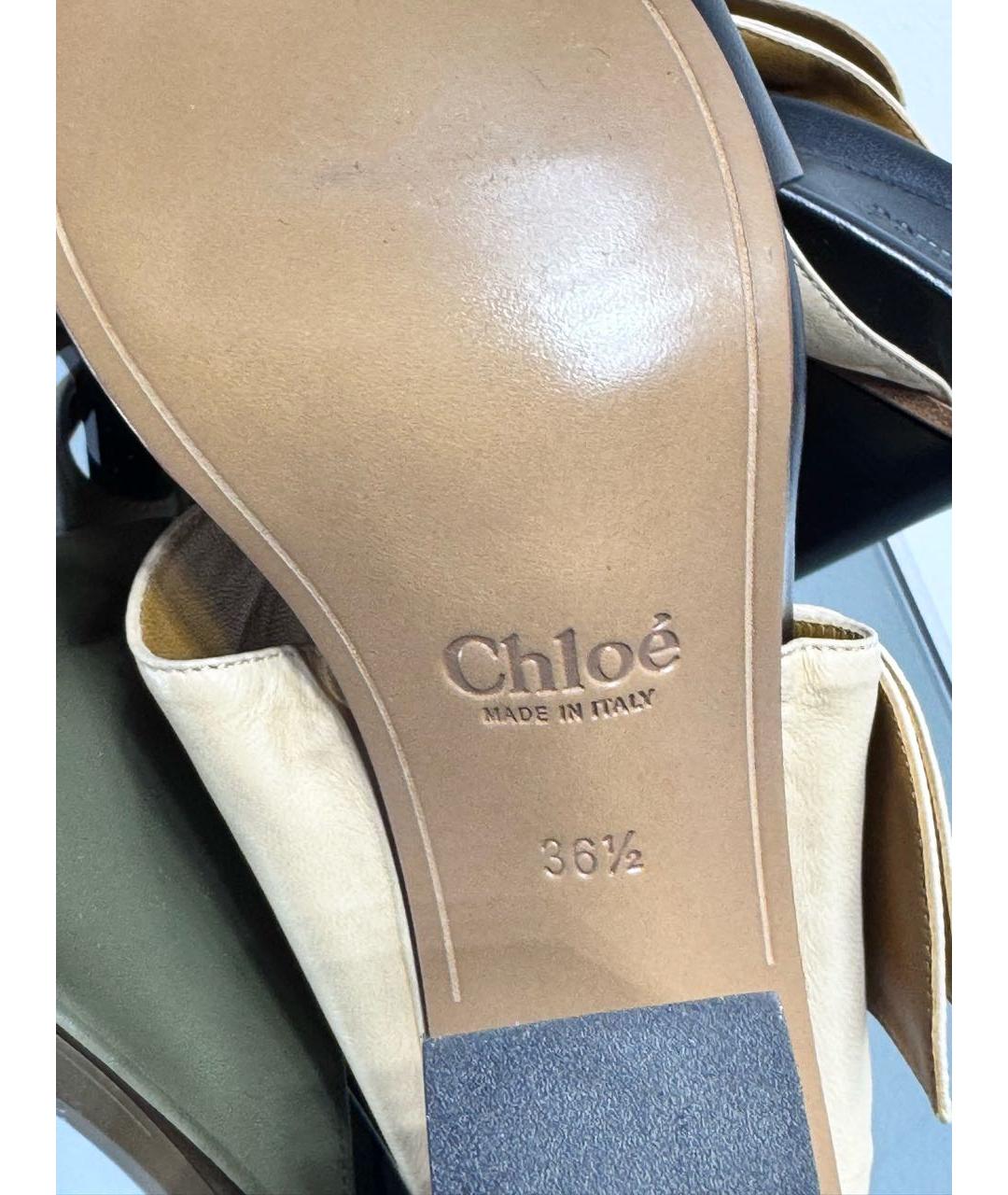 CHLOE Бежевые кожаные босоножки, фото 6