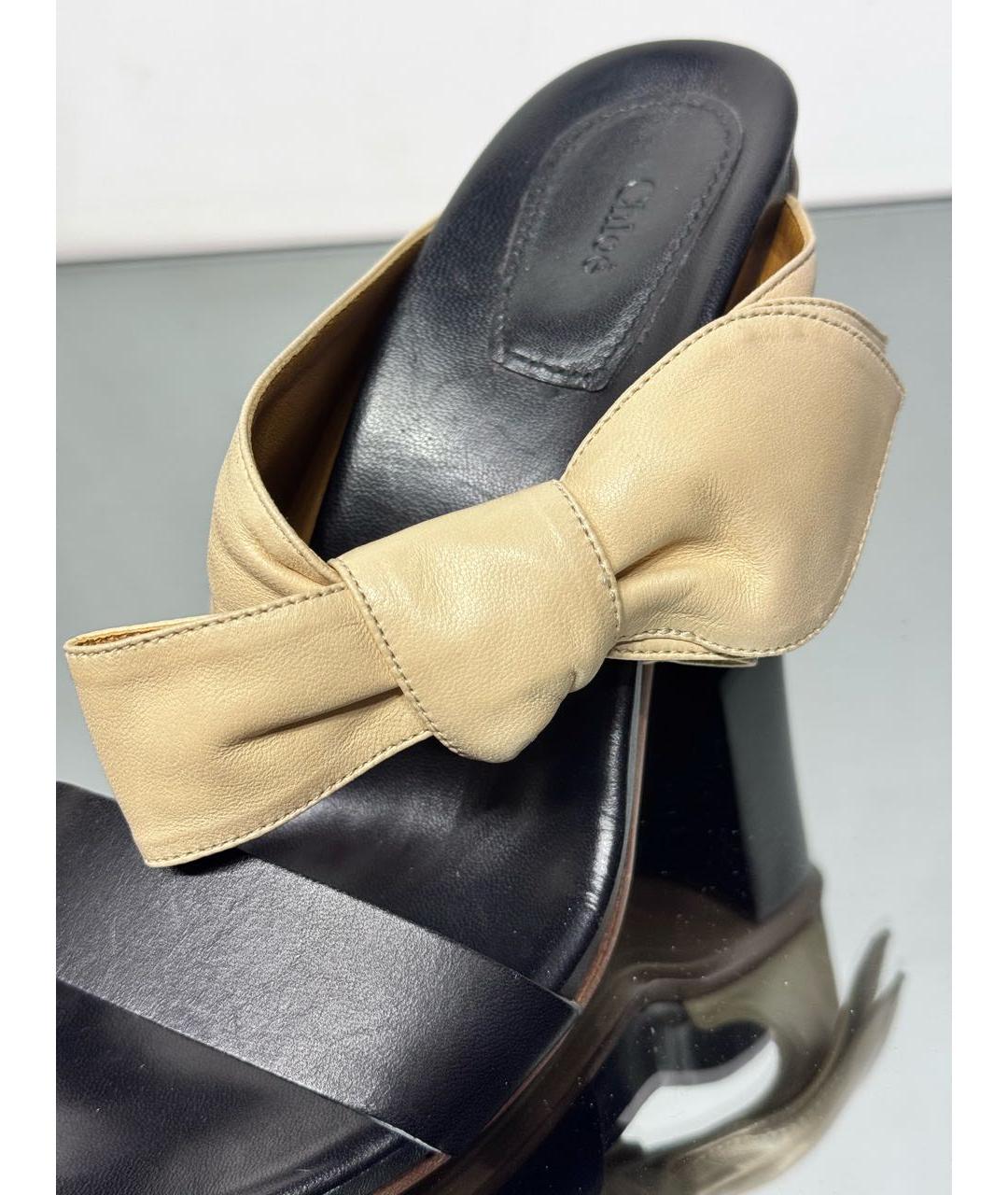 CHLOE Бежевые кожаные босоножки, фото 4