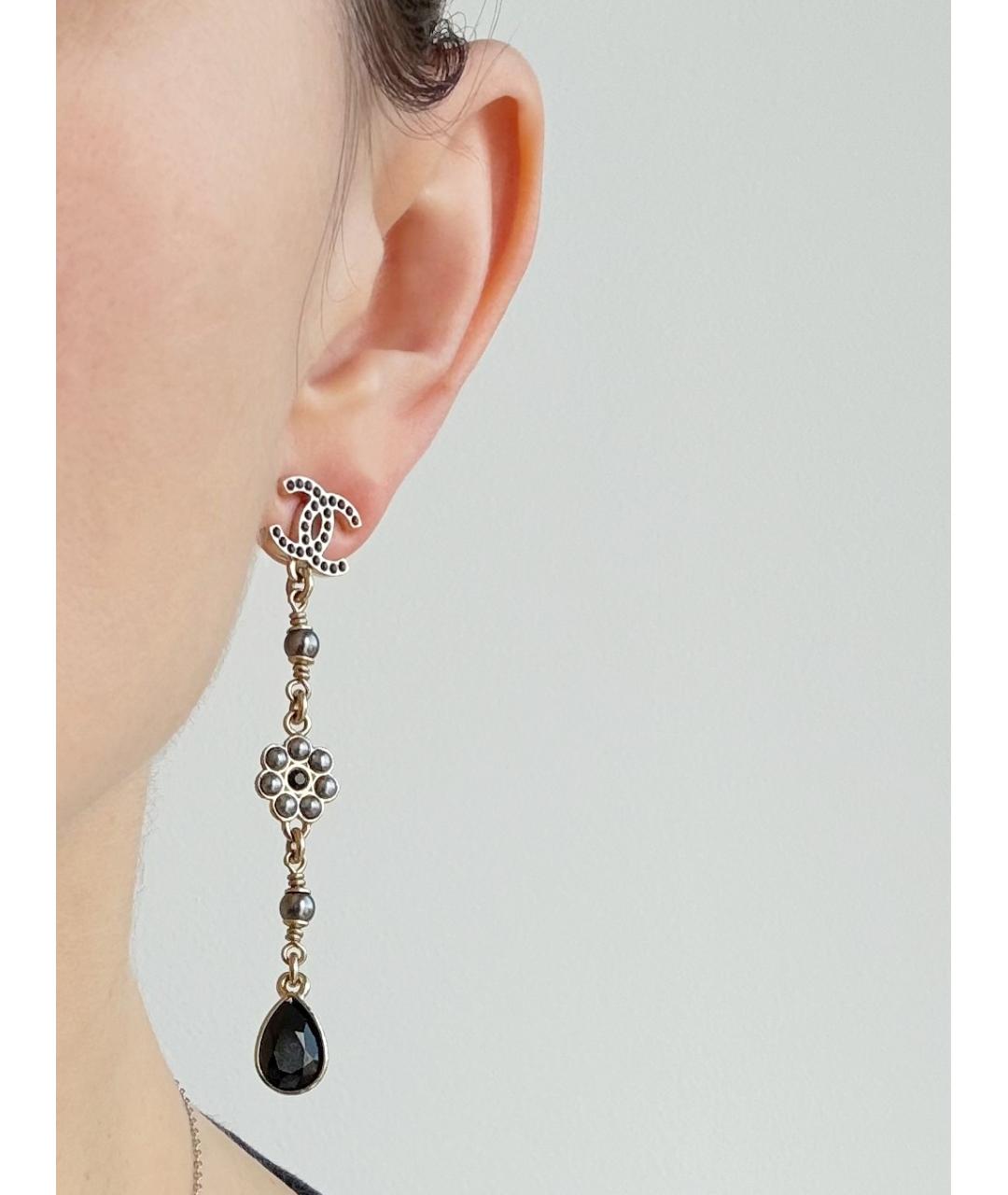 CHANEL Золотые металлические серьги, фото 2